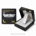 تیغ یدک اصلاح JRL تک لبه بسته 100 عددی ساخته شده از استیل ضد زنگ آلمان مناسب آرایشگاه و اصلاح حرفه‌ای