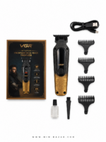ماشین خط زن حرفه ای VGR V-879T شارژی با نمایشگر دیجیتال و تیغه T شکل مناسب اصلاح صورت و دورگیری